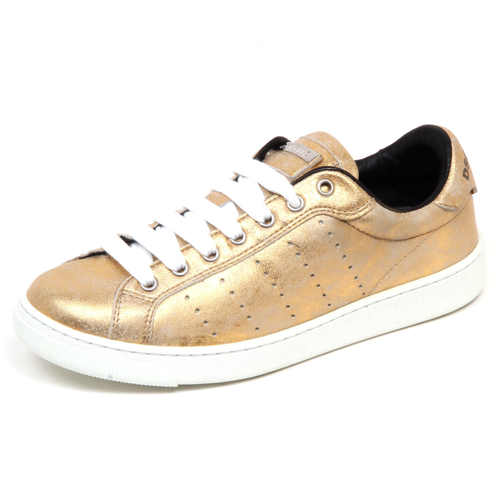 디스퀘어드2 sneaker woman gold laminate DSQUARED2 vintage shoes
